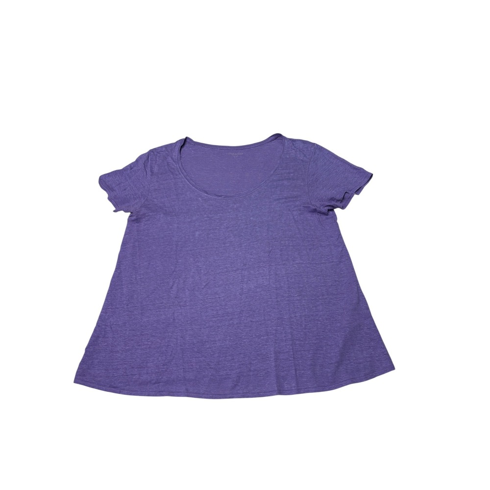 Eileen Fisher Petite Purple 100% Linen Short Sleeve Scoop Neck Womens P S3IZ-1
